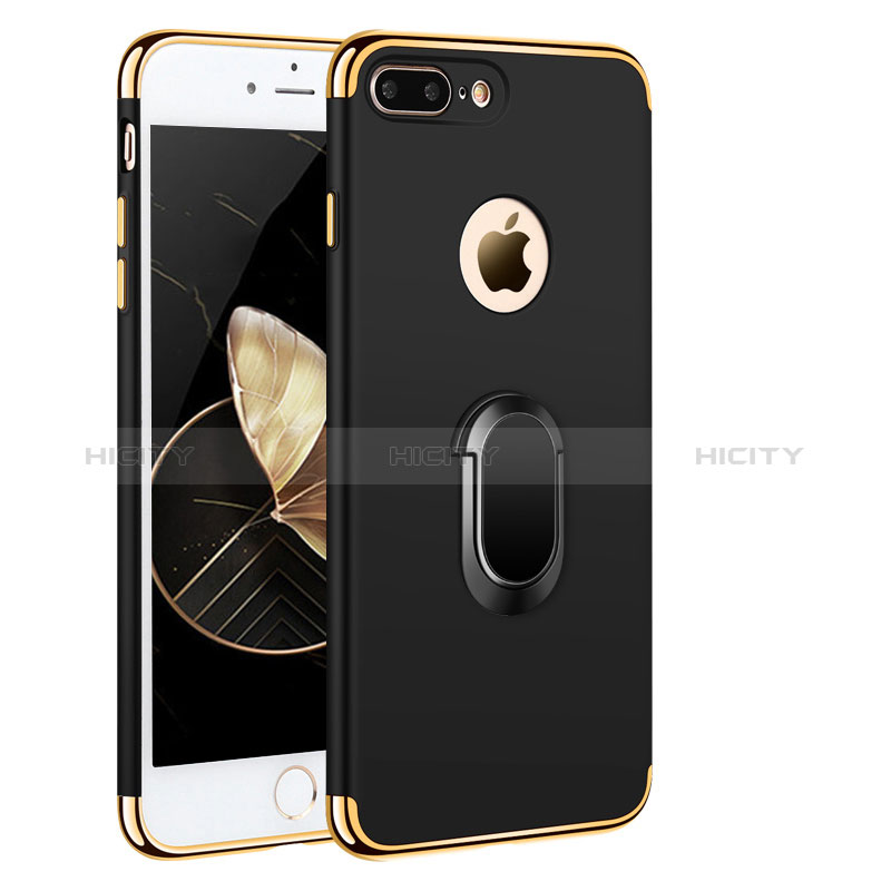 Etui Bumper Luxe Metal et Plastique avec Support Bague Anneau A01 pour Apple iPhone 8 Plus Noir Plus