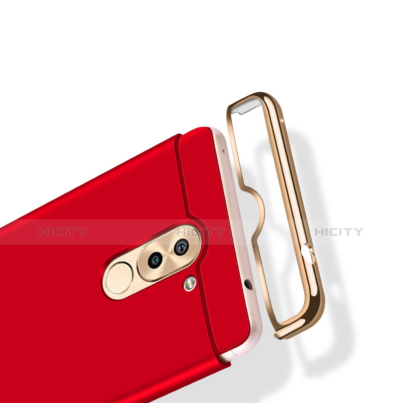 Etui Bumper Luxe Metal et Plastique avec Support Bague Anneau A02 pour Huawei Honor 6X Pro Rouge Plus