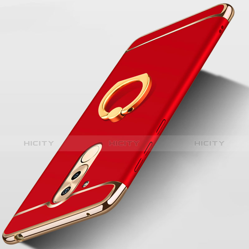 Etui Bumper Luxe Metal et Plastique avec Support Bague Anneau A02 pour Huawei Honor 6X Rouge Plus