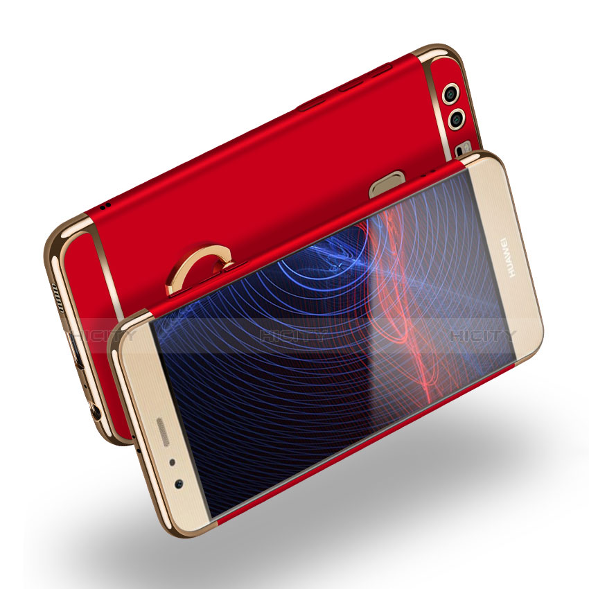 Etui Bumper Luxe Metal et Plastique avec Support Bague Anneau A03 pour Huawei P9 Rouge Plus