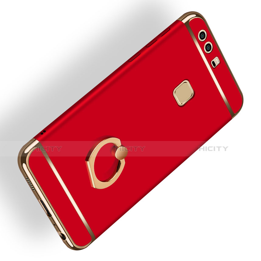 Etui Bumper Luxe Metal et Plastique avec Support Bague Anneau A03 pour Huawei P9 Rouge Plus