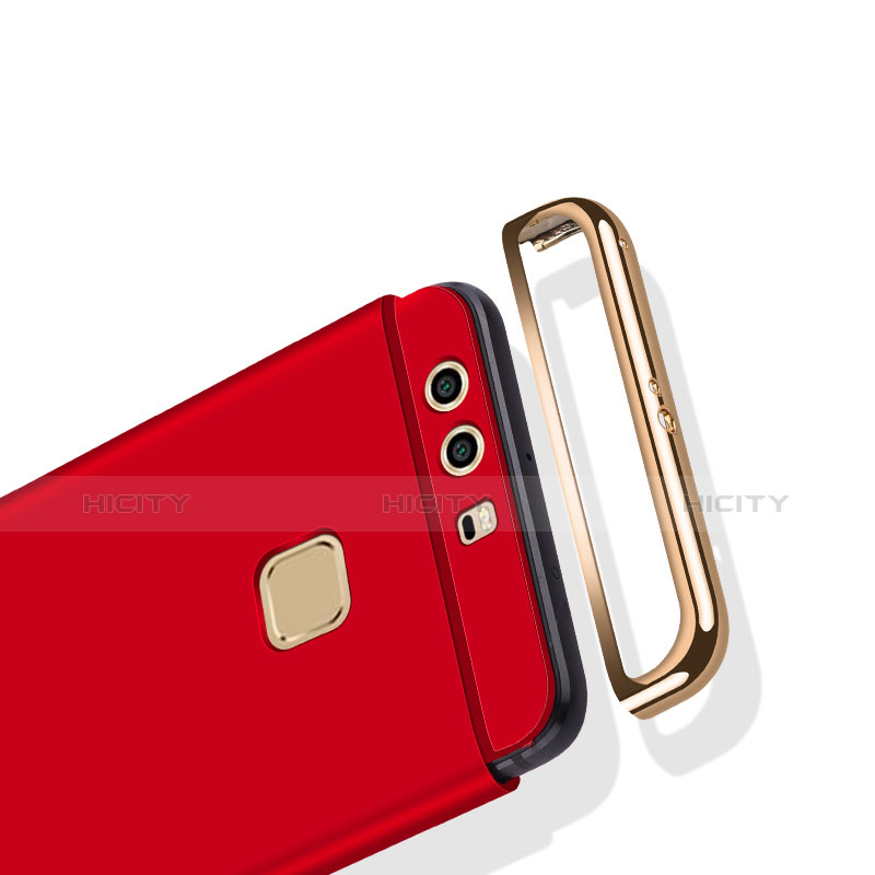 Etui Bumper Luxe Metal et Plastique avec Support Bague Anneau A03 pour Huawei P9 Rouge Plus