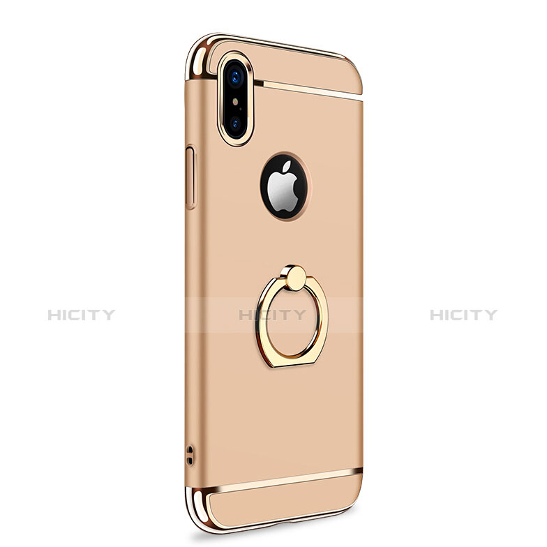 Etui Bumper Luxe Metal et Plastique avec Support Bague Anneau F02 pour Apple iPhone X Or Plus