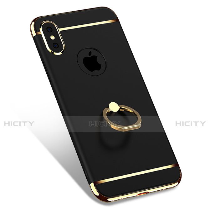 Etui Bumper Luxe Metal et Plastique avec Support Bague Anneau F02 pour Apple iPhone Xs Max Noir Plus