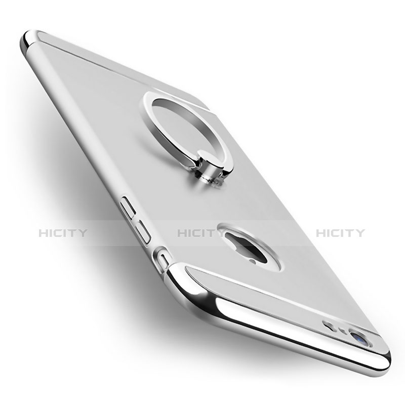 Etui Bumper Luxe Metal et Plastique avec Support Bague Anneau pour Apple iPhone 6 Argent Plus