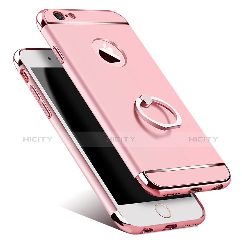 Etui Bumper Luxe Metal et Plastique avec Support Bague Anneau pour Apple iPhone 6 Or Rose Plus