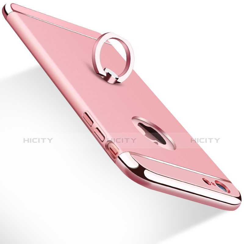 Etui Bumper Luxe Metal et Plastique avec Support Bague Anneau pour Apple iPhone 6 Or Rose Plus