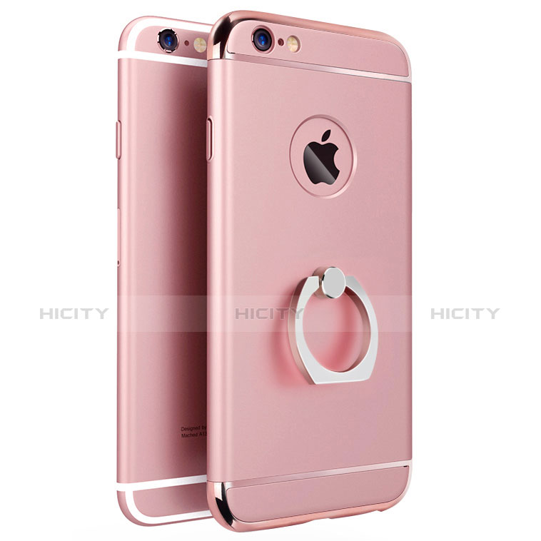 Etui Bumper Luxe Metal et Plastique avec Support Bague Anneau pour Apple iPhone 6 Or Rose Plus