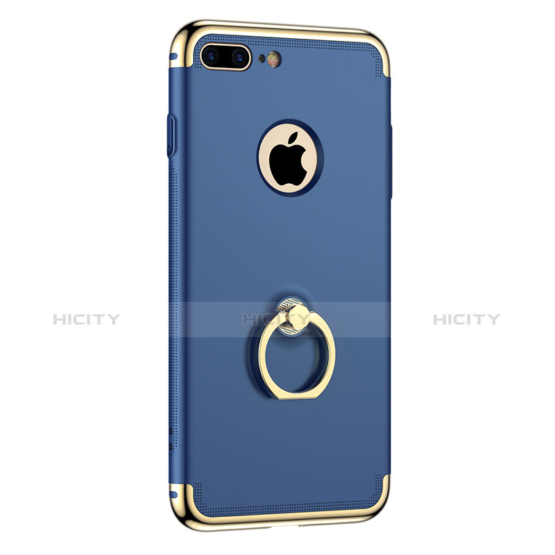 Etui Bumper Luxe Metal et Plastique avec Support Bague Anneau pour Apple iPhone 7 Plus Bleu Plus