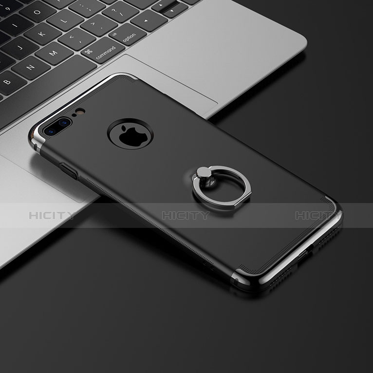 Etui Bumper Luxe Metal et Plastique avec Support Bague Anneau pour Apple iPhone 7 Plus Noir Plus