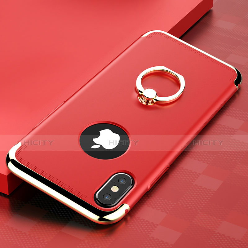 Etui Bumper Luxe Metal et Plastique avec Support Bague Anneau pour Apple iPhone X Rouge Plus