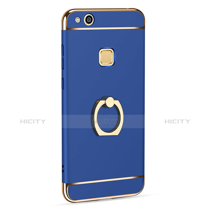 Etui Bumper Luxe Metal et Plastique avec Support Bague Anneau pour Huawei Honor 8 Lite Bleu Plus