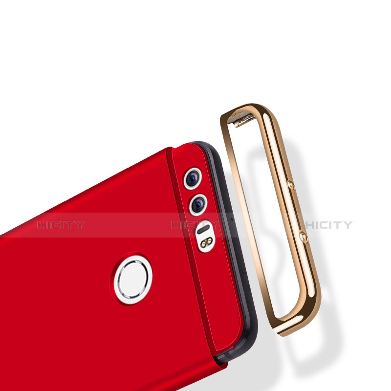 Etui Bumper Luxe Metal et Plastique avec Support Bague Anneau pour Huawei Honor 8 Rouge Plus