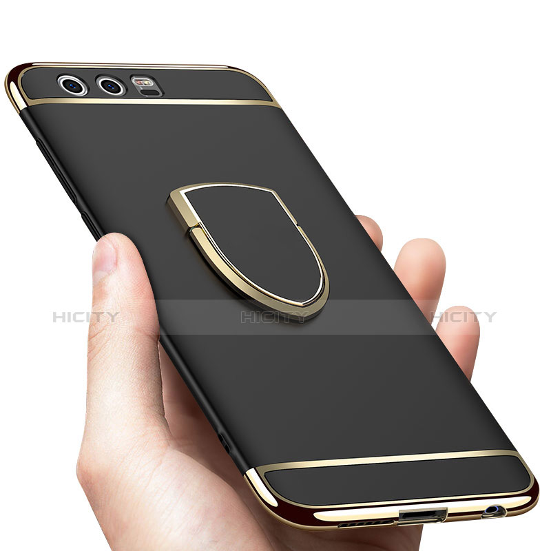 Etui Bumper Luxe Metal et Plastique avec Support Bague Anneau pour Huawei Honor 9 Premium Noir Plus