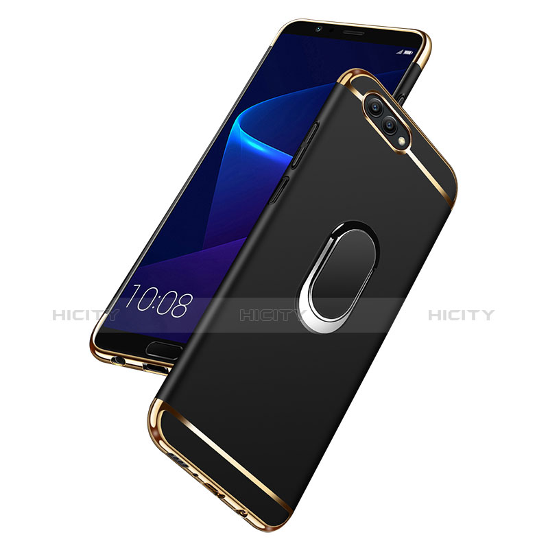 Etui Bumper Luxe Metal et Plastique avec Support Bague Anneau pour Huawei Honor V10 Noir Plus