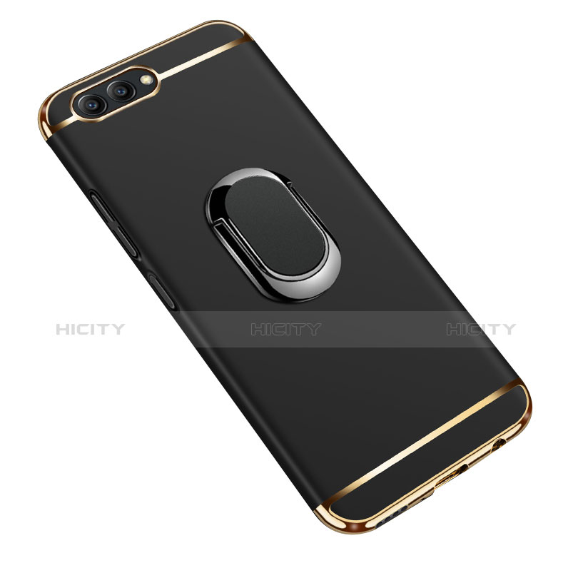 Etui Bumper Luxe Metal et Plastique avec Support Bague Anneau pour Huawei Honor V10 Noir Plus