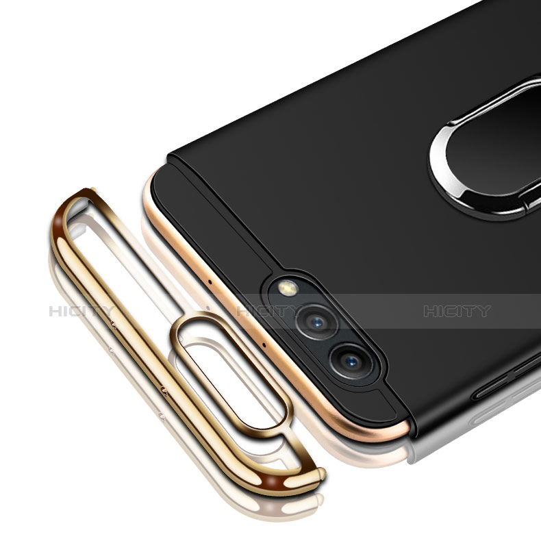 Etui Bumper Luxe Metal et Plastique avec Support Bague Anneau pour Huawei Honor View 10 Noir Plus