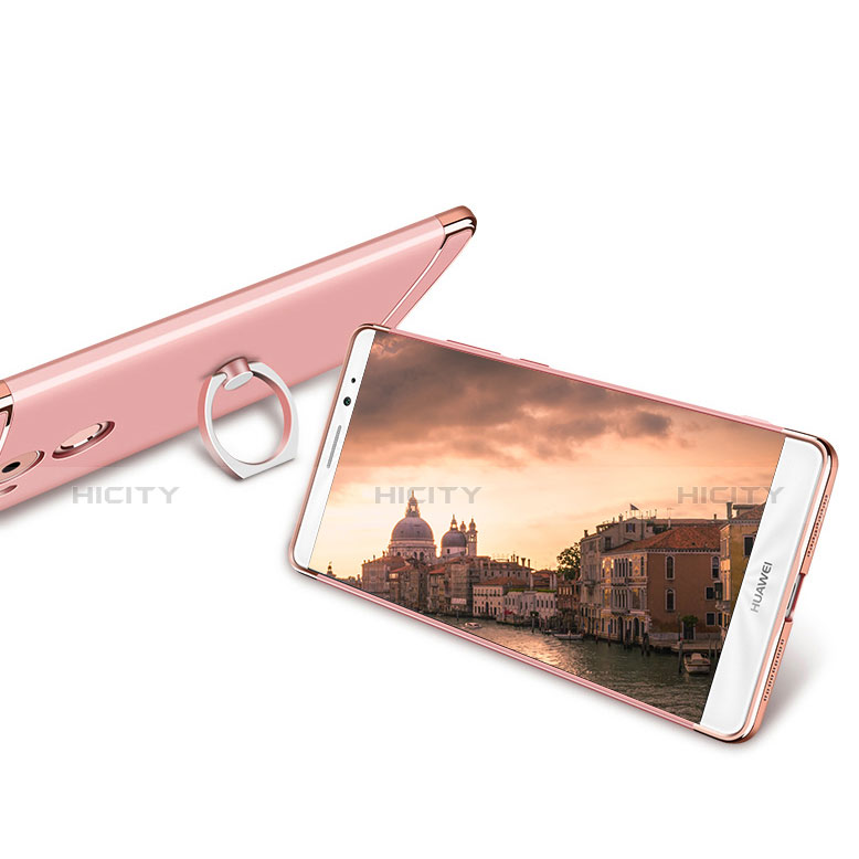 Etui Bumper Luxe Metal et Plastique avec Support Bague Anneau pour Huawei Mate 8 Or Rose Plus