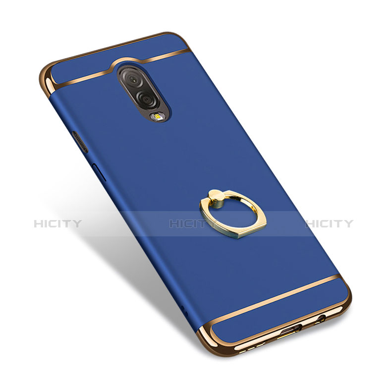 Etui Bumper Luxe Metal et Plastique avec Support Bague Anneau pour Samsung Galaxy C8 C710F Bleu Plus