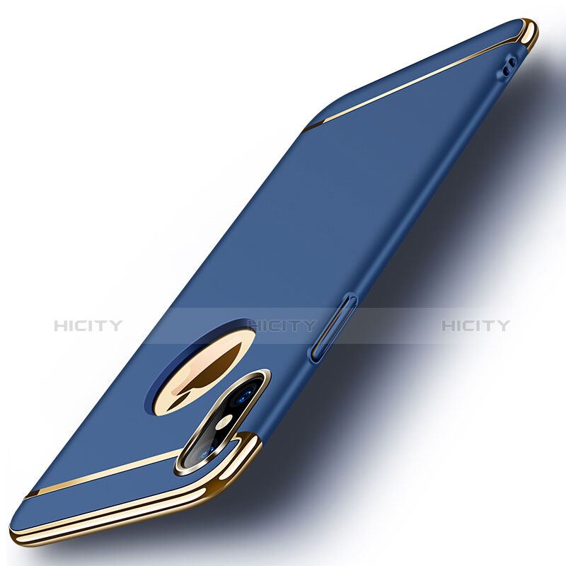 Etui Bumper Luxe Metal et Plastique pour Apple iPhone X Bleu Plus