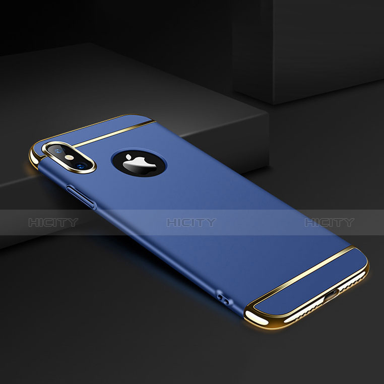 Etui Bumper Luxe Metal et Plastique pour Apple iPhone X Bleu Plus