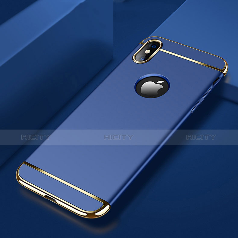 Etui Bumper Luxe Metal et Plastique pour Apple iPhone Xs Bleu Plus