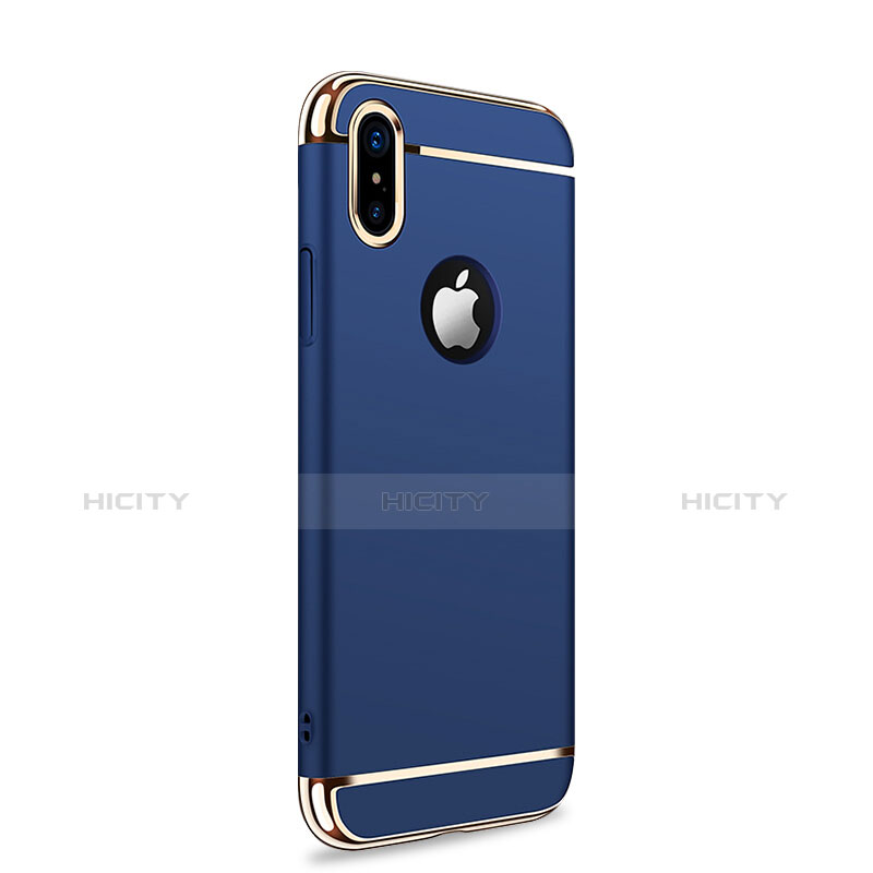 Etui Bumper Luxe Metal et Plastique pour Apple iPhone Xs Bleu Plus