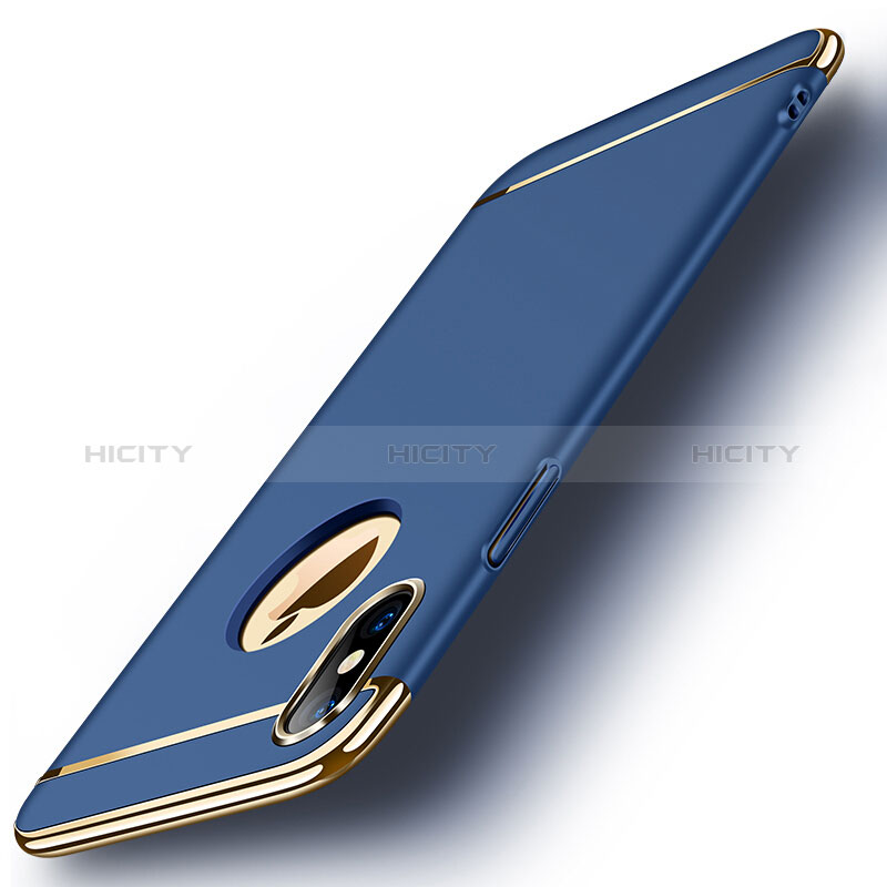 Etui Bumper Luxe Metal et Plastique pour Apple iPhone Xs Max Bleu Plus