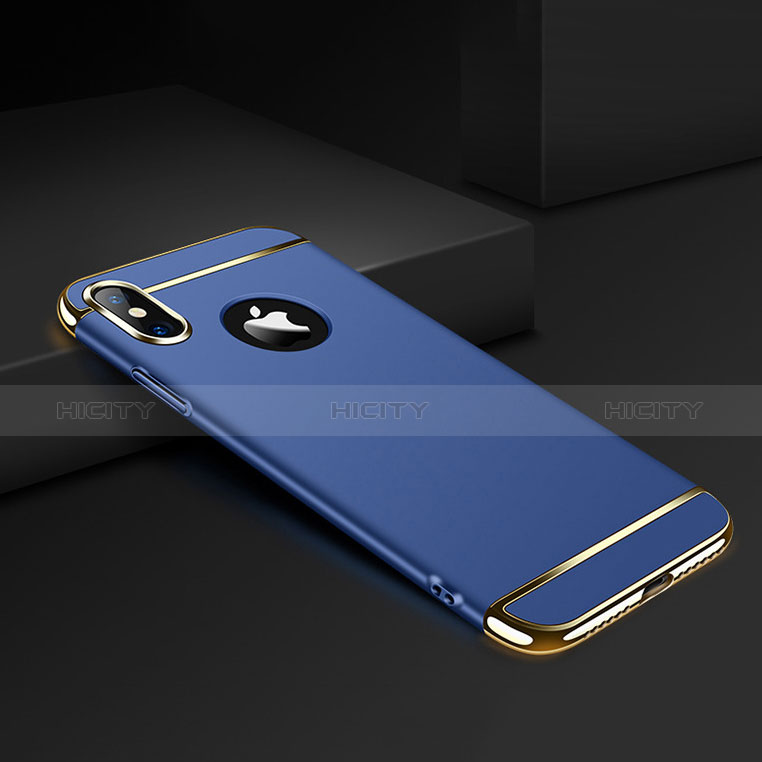 Etui Bumper Luxe Metal et Plastique pour Apple iPhone Xs Max Bleu Plus