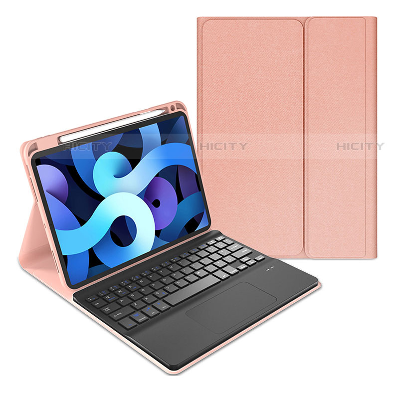 Etui Clapet Portefeuille Livre Cuir avec Clavier pour Apple iPad Air 10.9 (2020) Or Rose Plus