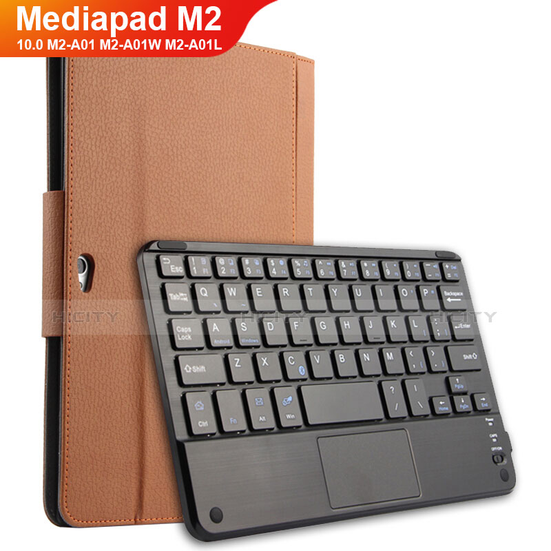 Etui Clapet Portefeuille Livre Cuir avec Clavier pour Huawei MediaPad M2 10.0 M2-A01 M2-A01W M2-A01L Marron Plus