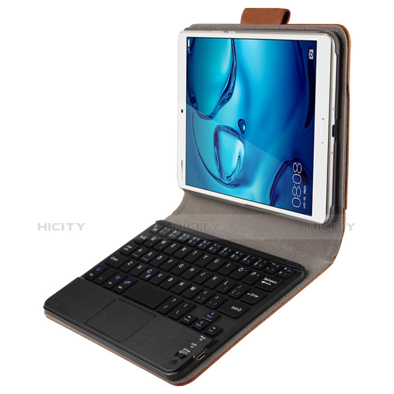 Etui Clapet Portefeuille Livre Cuir avec Clavier pour Huawei Mediapad M3 8.4 BTV-DL09 BTV-W09 Marron Plus