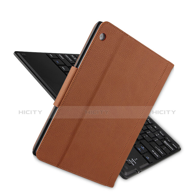 Etui Clapet Portefeuille Livre Cuir avec Clavier pour Huawei MediaPad M3 Lite 10.1 BAH-W09 Marron Plus