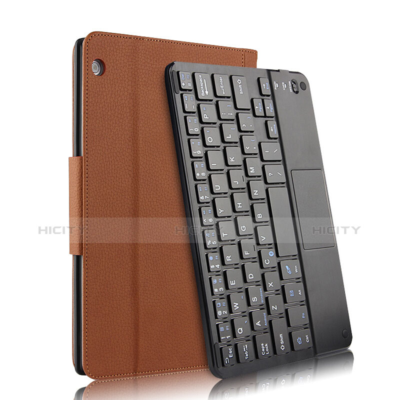 Etui Clapet Portefeuille Livre Cuir avec Clavier pour Huawei MediaPad M3 Lite 10.1 BAH-W09 Marron Plus