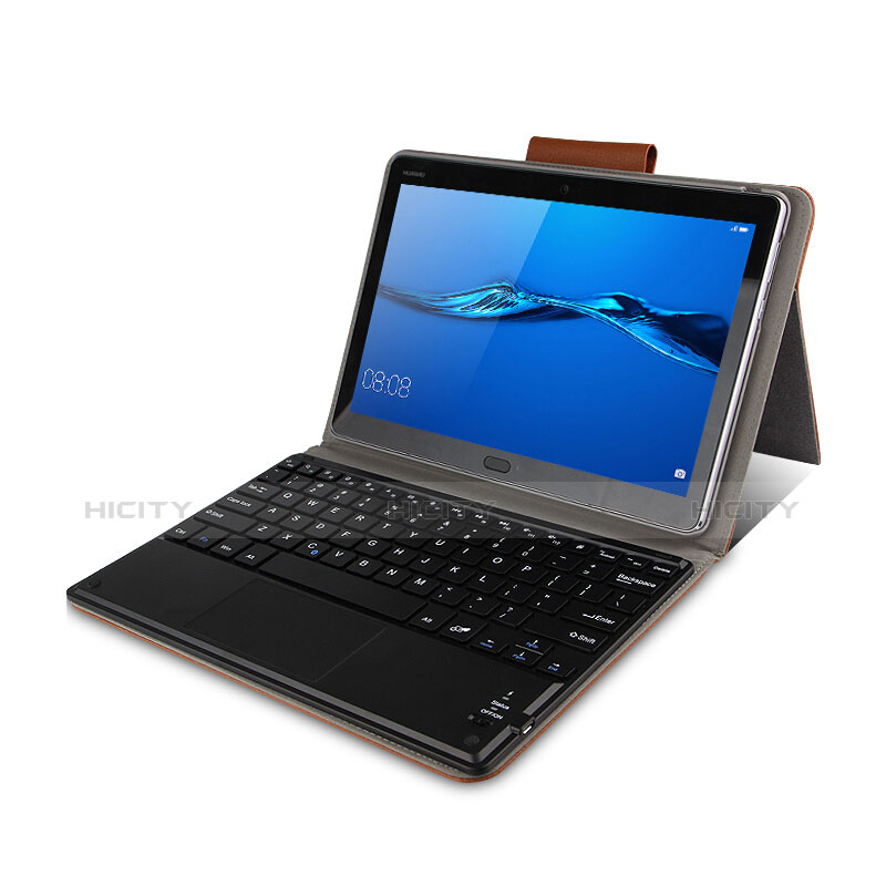 Etui Clapet Portefeuille Livre Cuir avec Clavier pour Huawei MediaPad M3 Lite 10.1 BAH-W09 Marron Plus