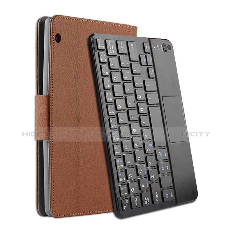 Etui Clapet Portefeuille Livre Cuir avec Clavier pour Huawei MediaPad T3 10 AGS-L09 AGS-W09 Marron Plus