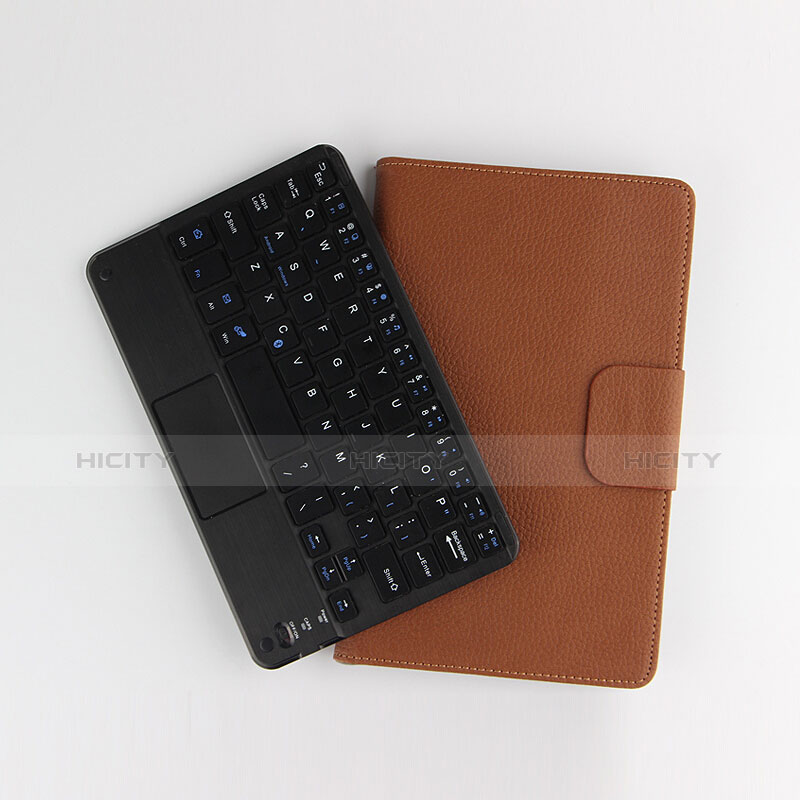 Etui Clapet Portefeuille Livre Cuir avec Clavier pour Huawei MediaPad T3 8.0 KOB-W09 KOB-L09 Marron Plus