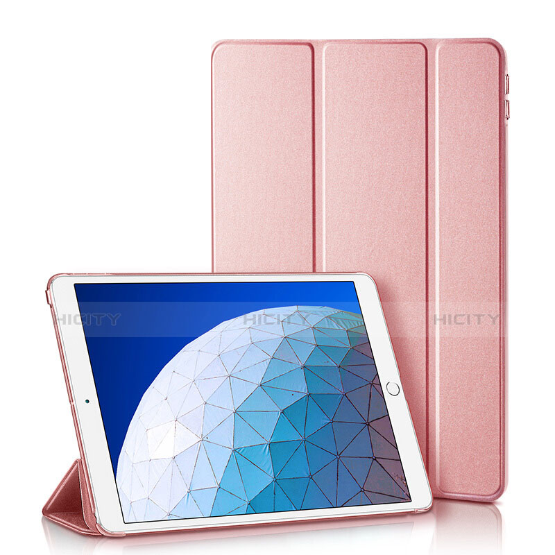 Etui Clapet Portefeuille Livre Cuir L01 pour Apple iPad Air 3 Or Rose Plus