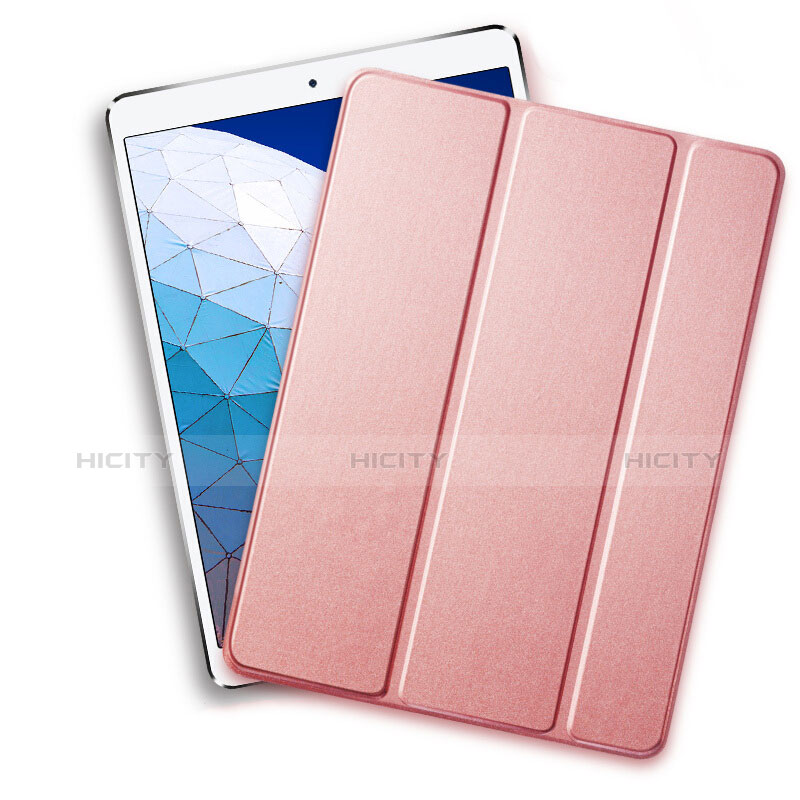 Etui Clapet Portefeuille Livre Cuir L01 pour Apple iPad New Air (2019) 10.5 Or Rose Plus