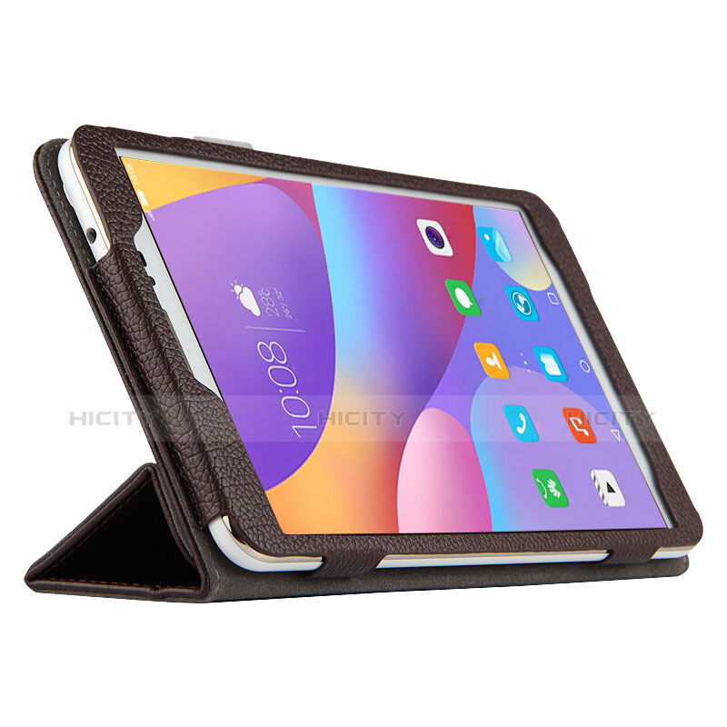 Etui Clapet Portefeuille Livre Cuir L01 pour Huawei Honor Pad 2 Marron Plus