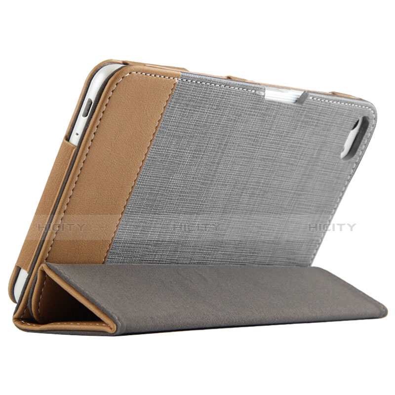 Etui Clapet Portefeuille Livre Cuir L01 pour Huawei MediaPad T2 Pro 7.0 PLE-703L Gris Plus