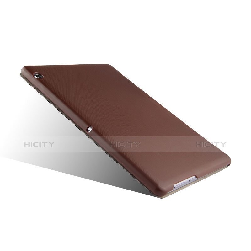 Etui Clapet Portefeuille Livre Cuir L01 pour Huawei MediaPad T3 10 AGS-L09 AGS-W09 Marron Plus