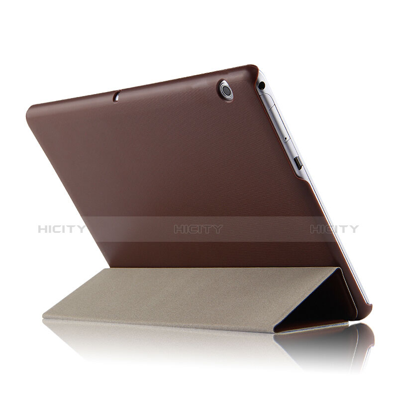 Etui Clapet Portefeuille Livre Cuir L01 pour Huawei MediaPad T3 10 AGS-L09 AGS-W09 Marron Plus