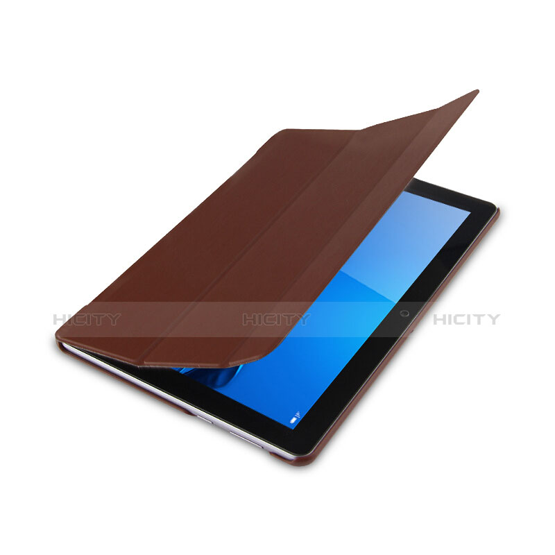 Etui Clapet Portefeuille Livre Cuir L01 pour Huawei MediaPad T3 10 AGS-L09 AGS-W09 Marron Plus