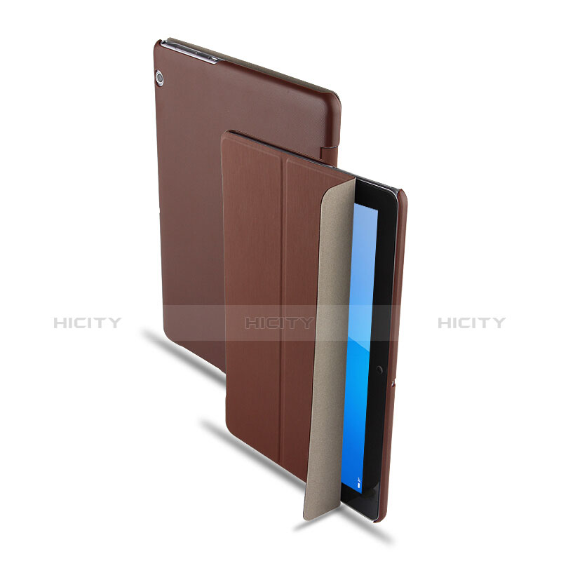 Etui Clapet Portefeuille Livre Cuir L01 pour Huawei MediaPad T3 10 AGS-L09 AGS-W09 Marron Plus