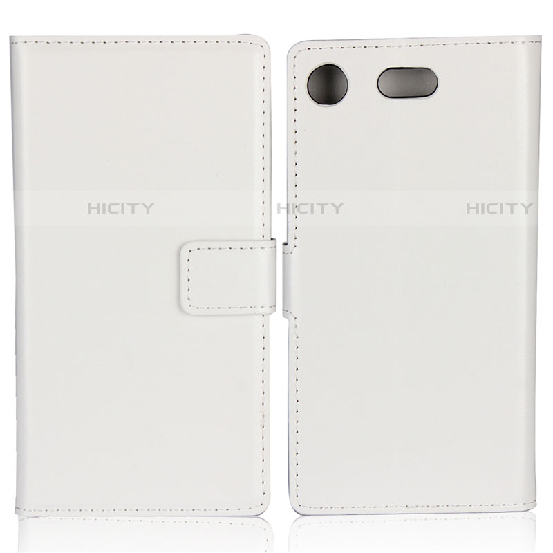 Etui Clapet Portefeuille Livre Cuir L01 pour Sony Xperia XZ1 Compact Blanc Plus