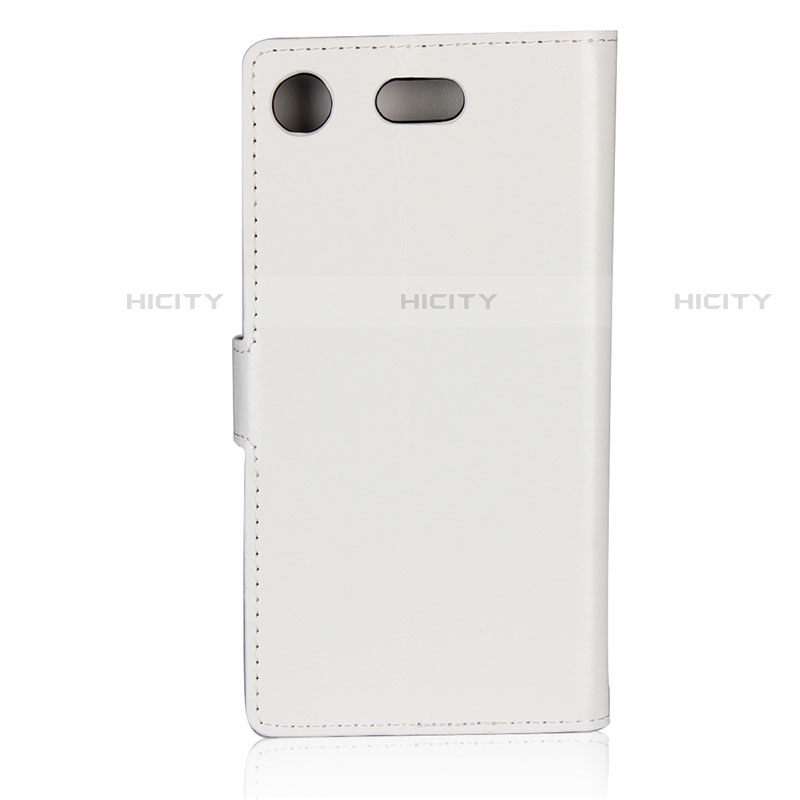 Etui Clapet Portefeuille Livre Cuir L01 pour Sony Xperia XZ1 Compact Blanc Plus