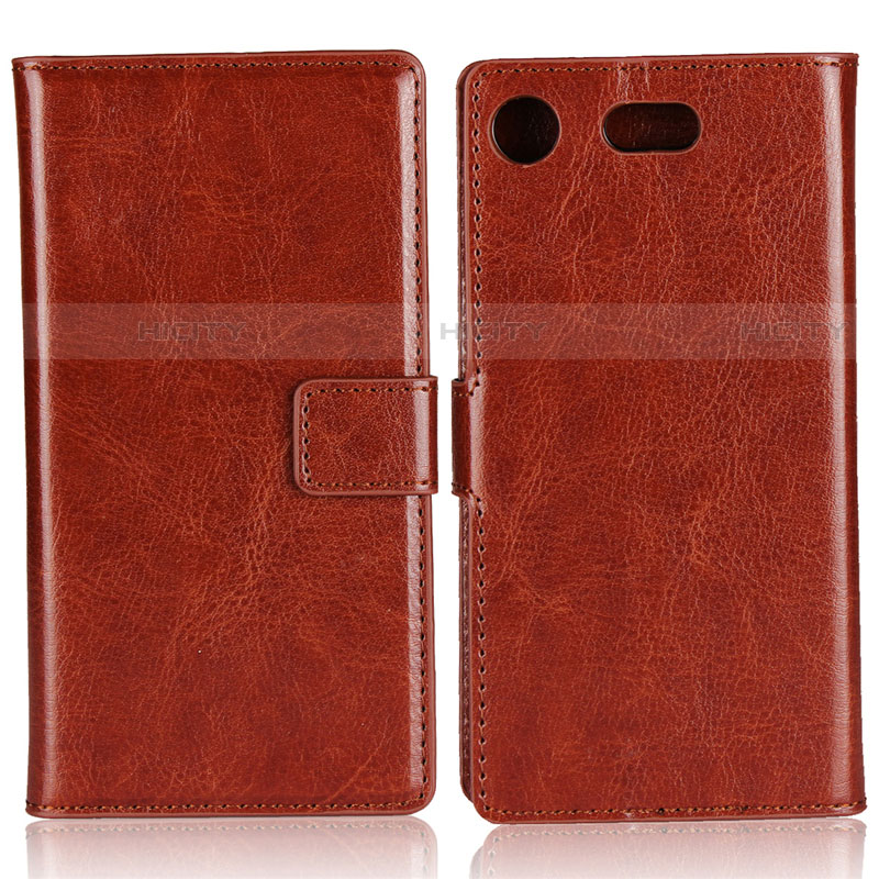 Etui Clapet Portefeuille Livre Cuir L01 pour Sony Xperia XZ1 Compact Marron Plus