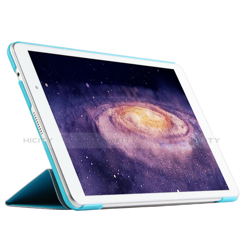 Etui Clapet Portefeuille Livre Cuir L02 pour Huawei MediaPad M2 10.1 FDR-A03L FDR-A01W Bleu Ciel Plus