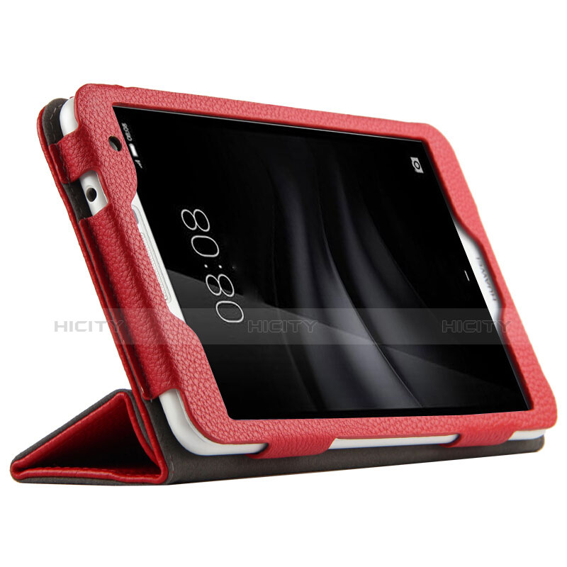 Etui Clapet Portefeuille Livre Cuir L02 pour Huawei MediaPad T2 Pro 7.0 PLE-703L Rouge Plus